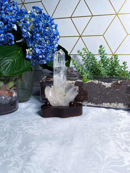 MASTER Crystal Clear Quartz with Stand - Crystal Amplifier - Harmonizes Enviornment - Ancient Wisdom - E7