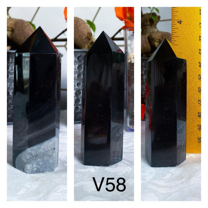Black Agate Towers - YOU PICK - Druzy Agate - Crystal Towers - Black Agate - Carved Crystals - Black Crystals - IMPERFECT - V56 V57 V58 V59