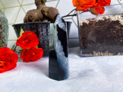 Black Agate Towers - YOU PICK - Druzy Agate - Crystal Towers - Black Agate - Carved Crystals - Black Crystals - IMPERFECT - V56 V57 V58 V59