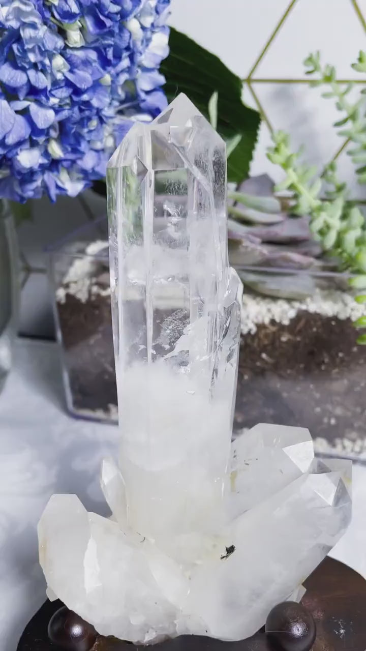 MASTER Crystal Clear Quartz with Stand - Crystal Amplifier - Harmonizes Enviornment - Ancient Wisdom - E7