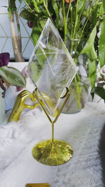 Clear Quartz Diamond with Stand - Crystals with Stands Diamond Shaped Crystals - Clear Quartz - BEAUTIFUL T5-2