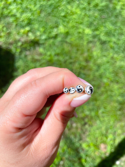 Peace Sign Earrings - Yin Yang Earrings - Tiny Stud Earrings - Four Different Sizes - Stud Earrings Silver - Tiny Earrings - 4mm Earrings -